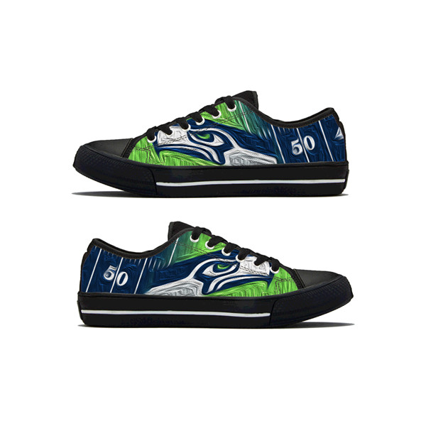 Men's Seattle Seahawks Low Top Canvas Sneakers 003 Men's Seattle Seahawks Low Top Canvas Sneakers 003